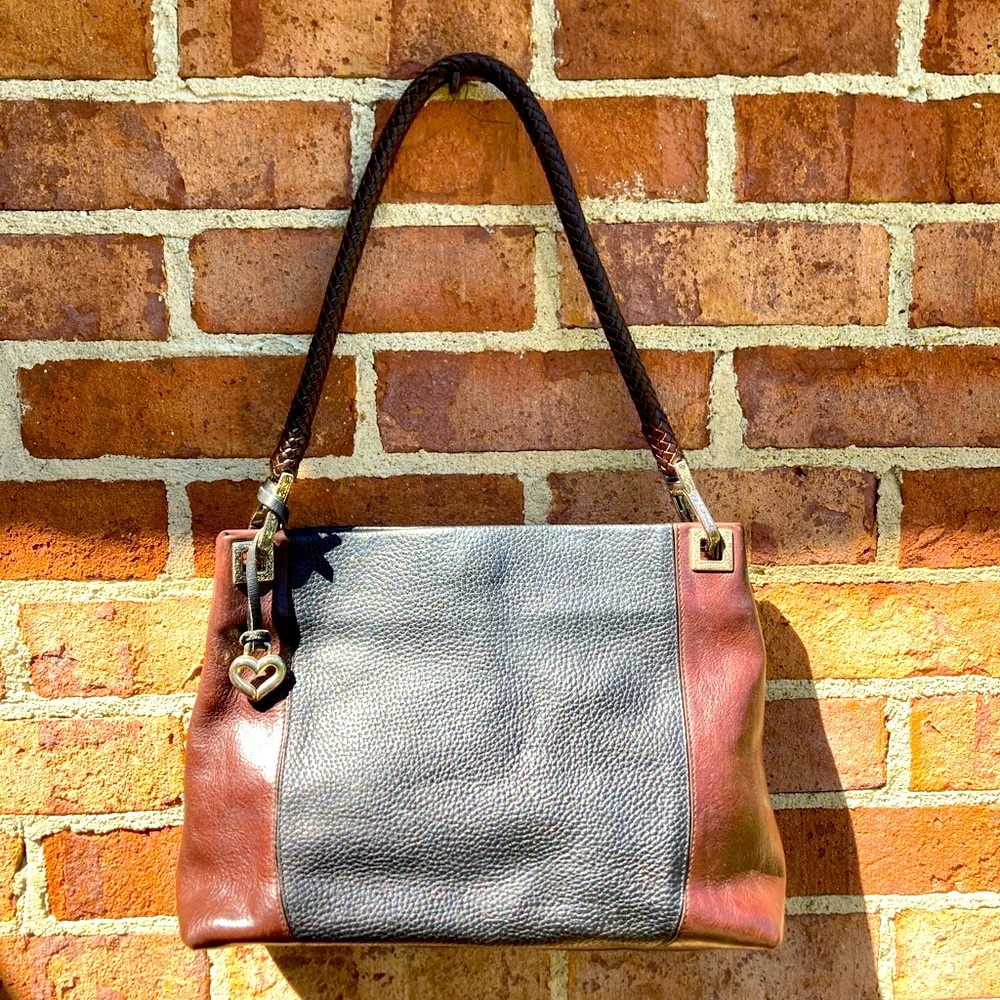 Brighton leather shoulder handbag two toned removable strap black and brown